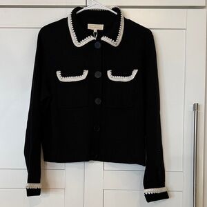 Sezane Black and White Knit Cardigan